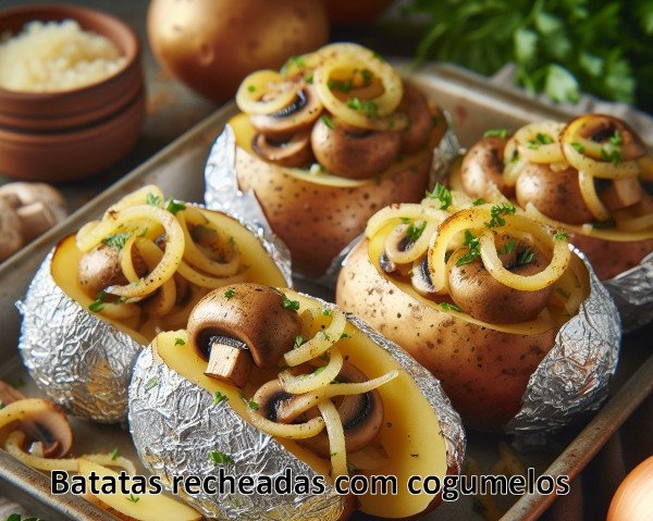 Batatas recheadas com cogumelos